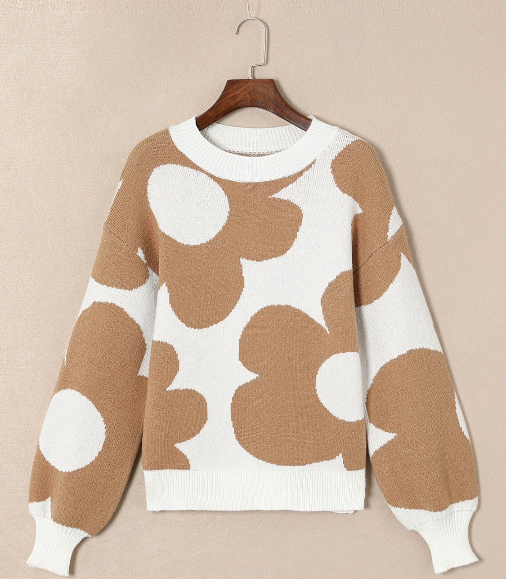 Pre-Order Khaki Floral Pattern Sweater