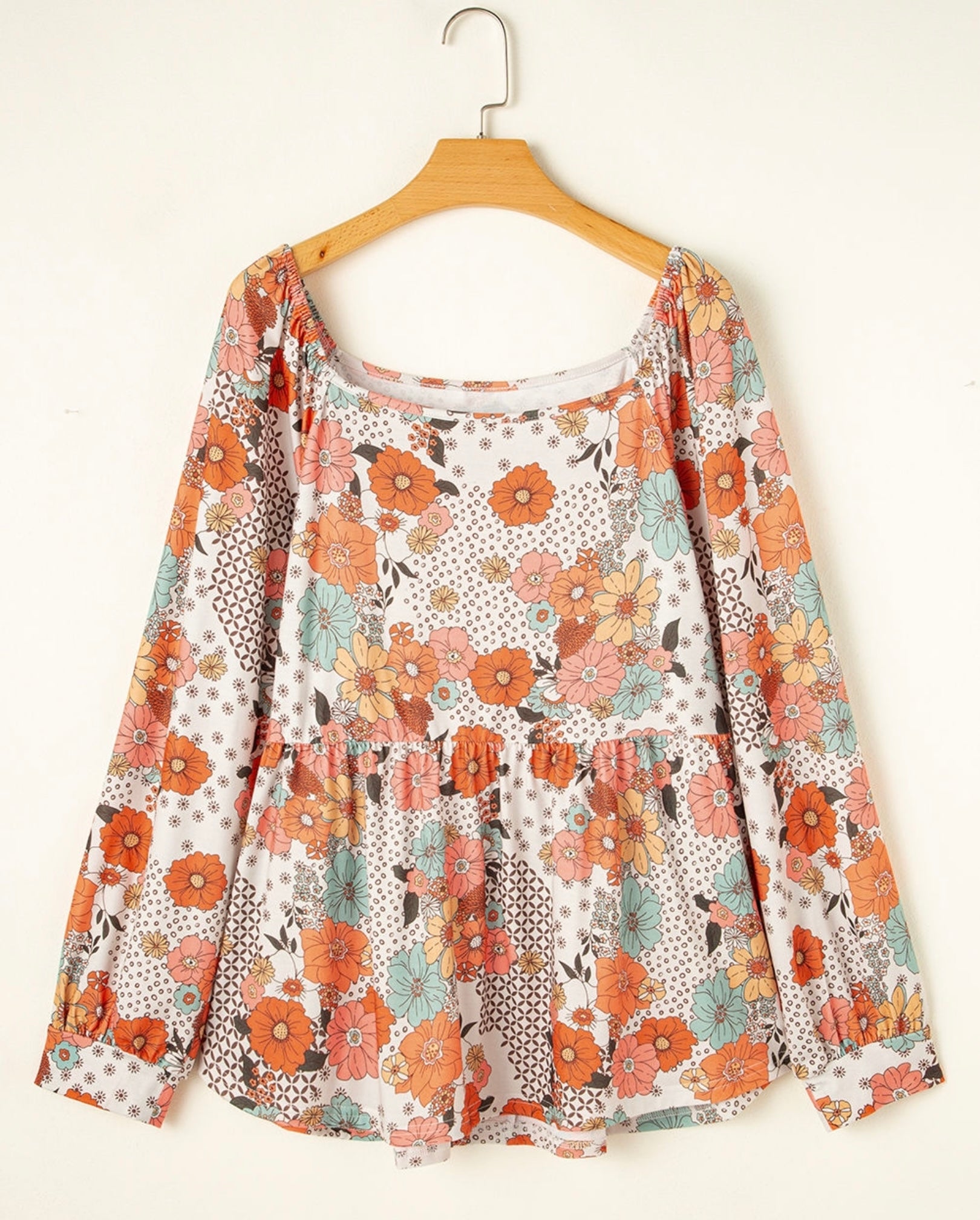 Pre-Order Plus size Khaki Flower Print Blouse