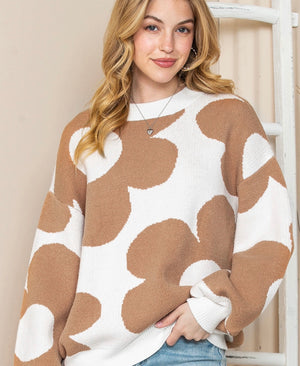 Pre-Order Khaki Floral Pattern Sweater