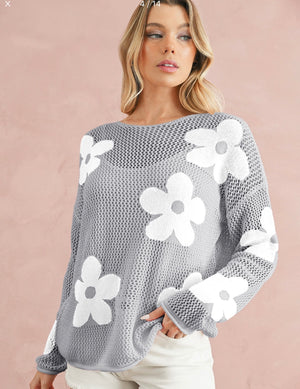 Pre-Order Light Grey Vintage Floral Top
